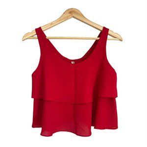 PAPER CRANE | red layered crop top blouse - size: S